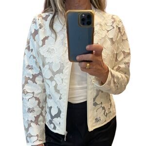Colleen Lopez Faux Leather Floral Mesh Jacket.Size XS